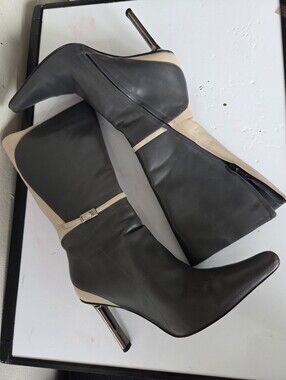 Y2k Goffredo Fantini Mukky Nero and Sesamo Italian leather boots